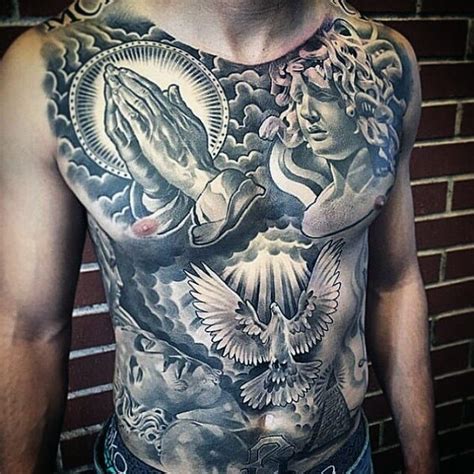 tattoos for lower stomach|full chest stomach tattoos.